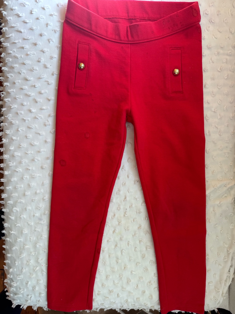 Janie and Jack Button Cuff Ponte Pant Red 4t